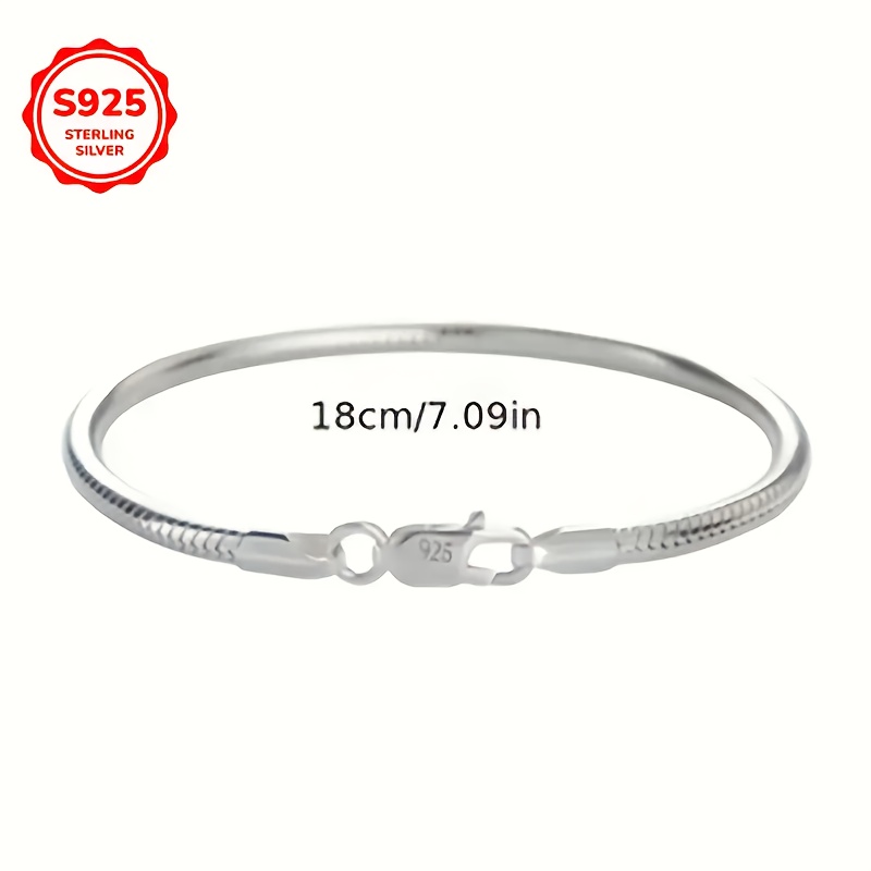 925 Silver Snake Bone Bracelet Couple's Bangle